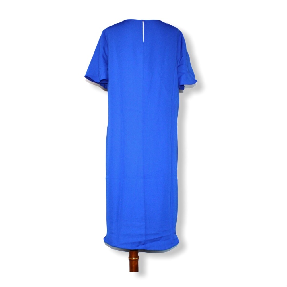 BCBGMaxAzria Blue Ruffle Mini Shift Dress Size Large - Picture 7 of 14